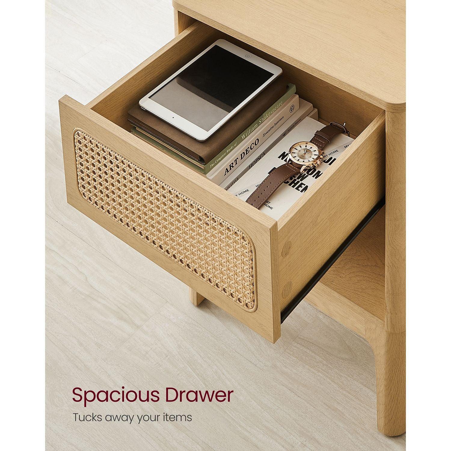Rattan Nightstand with Drawer FredCo