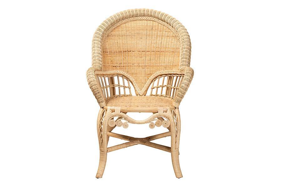 Ratu Modern Bohemian Natural Brown Rattan Accent Chair FredCo