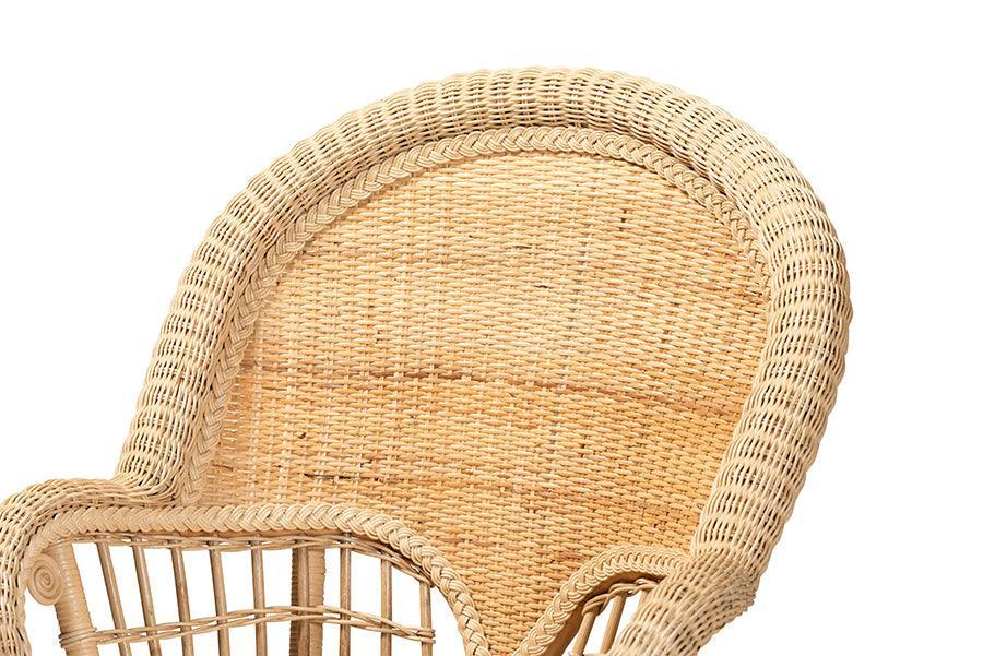Ratu Modern Bohemian Natural Brown Rattan Accent Chair FredCo