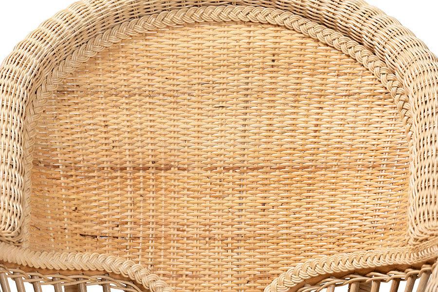Ratu Modern Bohemian Natural Brown Rattan Accent Chair FredCo