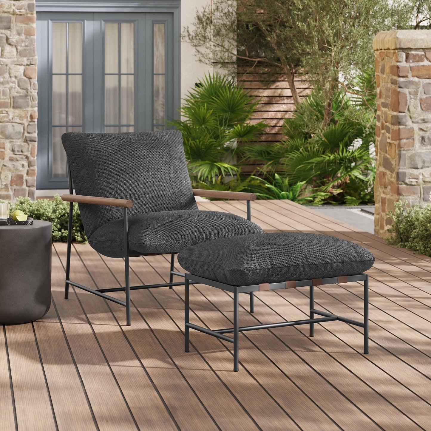 Raya Outdoor Patio Boucle Lounge Chair and Ottoman by Modway EEI-7292 FredCo