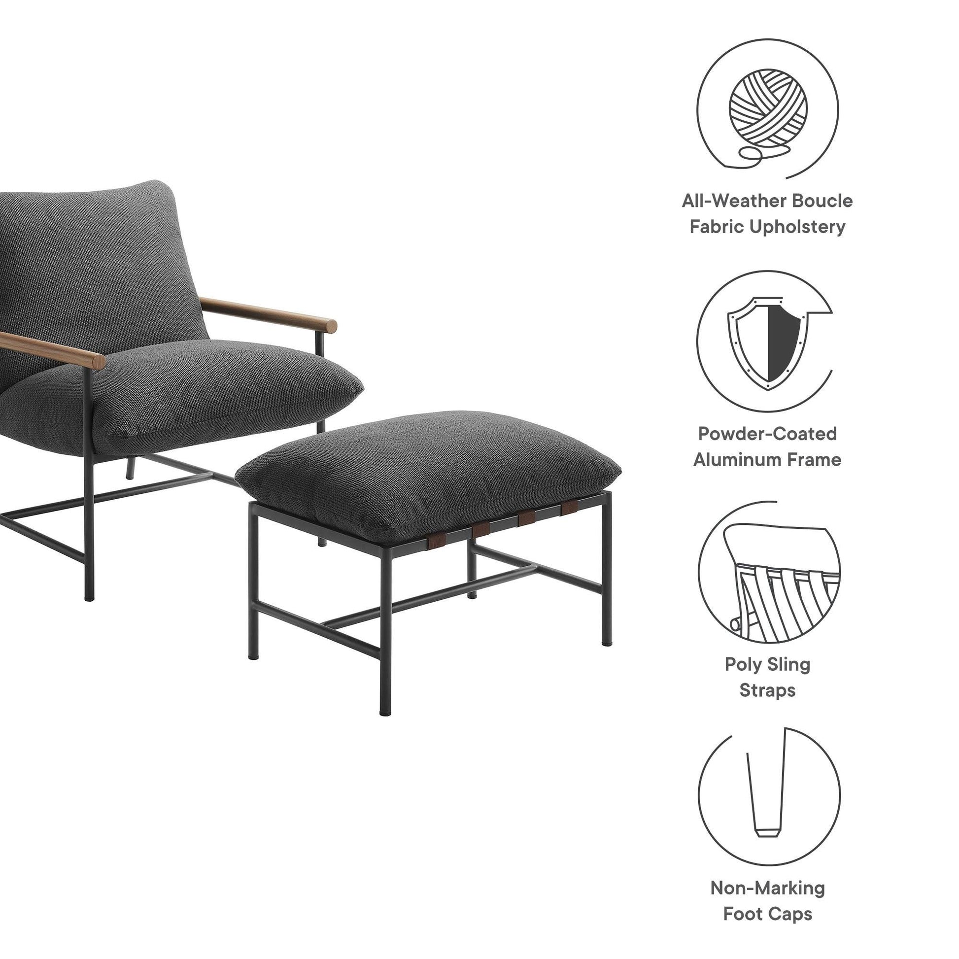 Raya Outdoor Patio Boucle Lounge Chair and Ottoman by Modway EEI-7292 FredCo