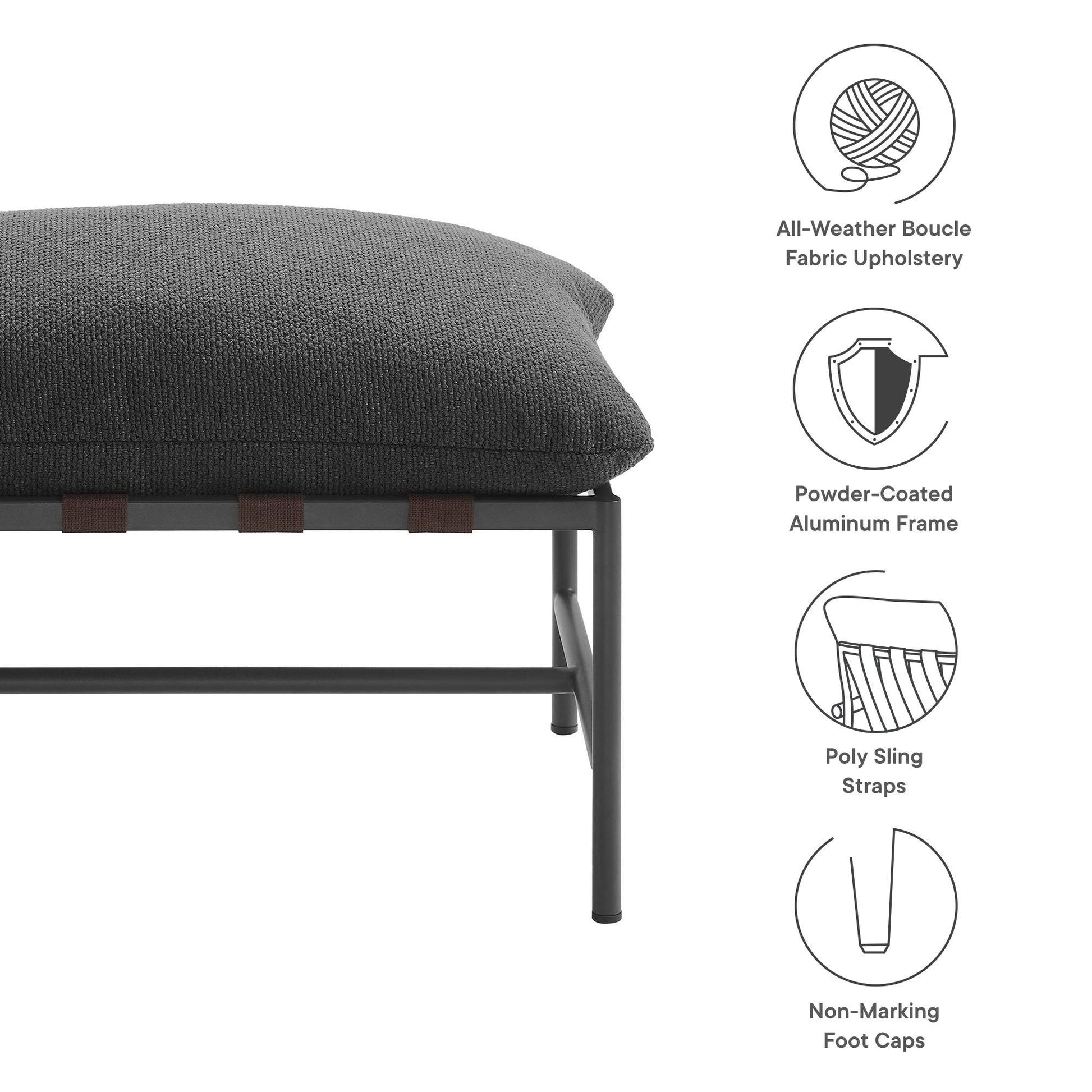 Raya Outdoor Patio Boucle Ottoman by Modway EEI-7161 FredCo