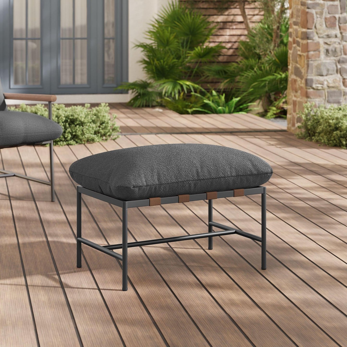 Raya Outdoor Patio Boucle Ottoman by Modway EEI-7161 FredCo