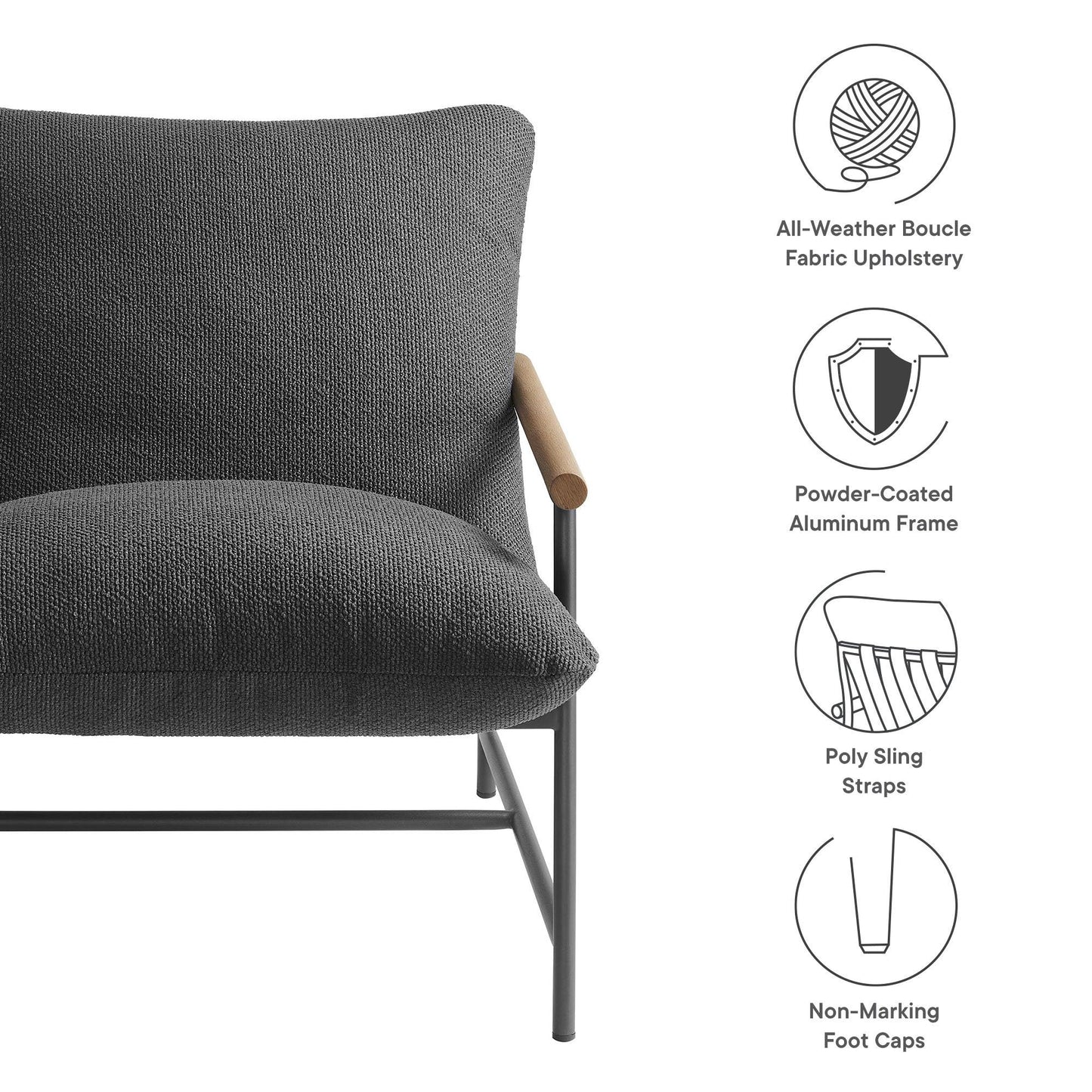 Raya Outdoor Patio Boucle Sling Lounge Chair by Modway EEI-7118 FredCo