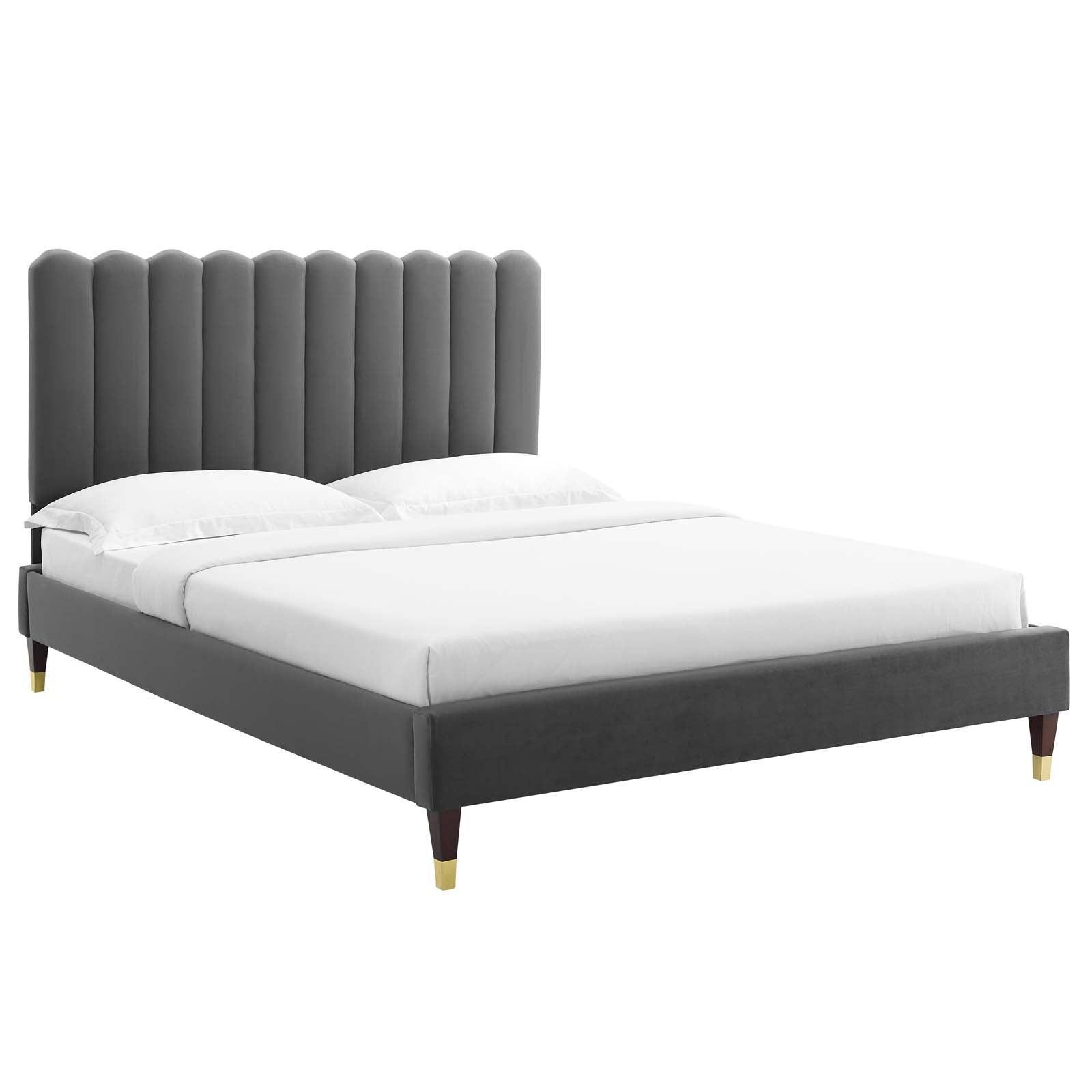 Reagan Full Performance Velvet Platform Bed, MOD-6892 FredCo