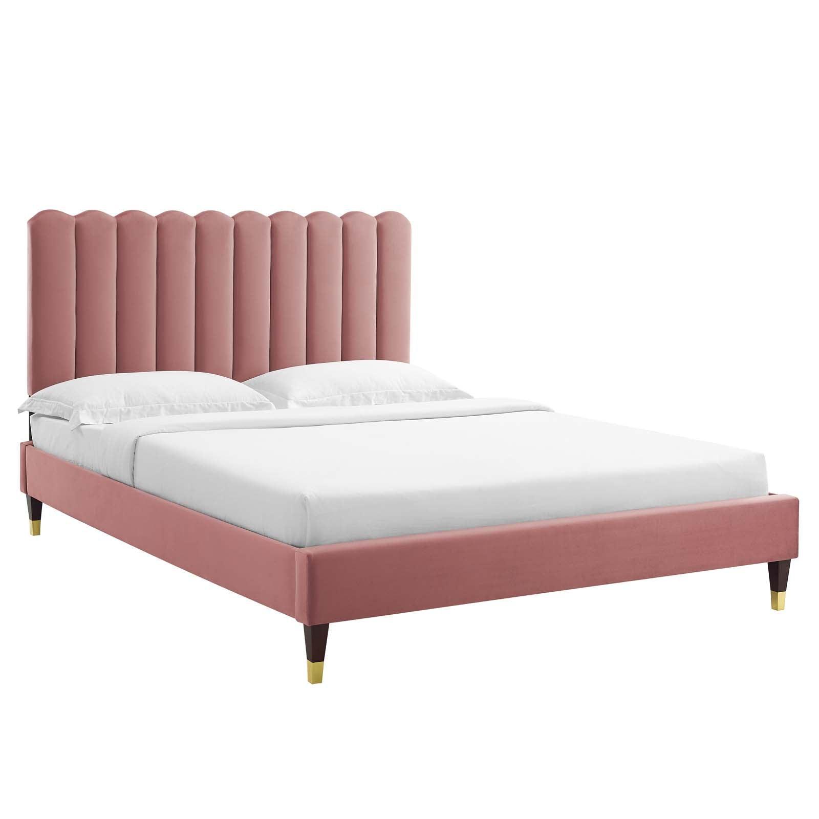 Reagan Full Performance Velvet Platform Bed, MOD-6892 FredCo