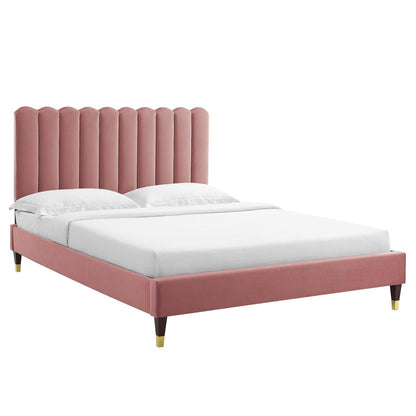 Reagan Full Performance Velvet Platform Bed, MOD-6892 FredCo
