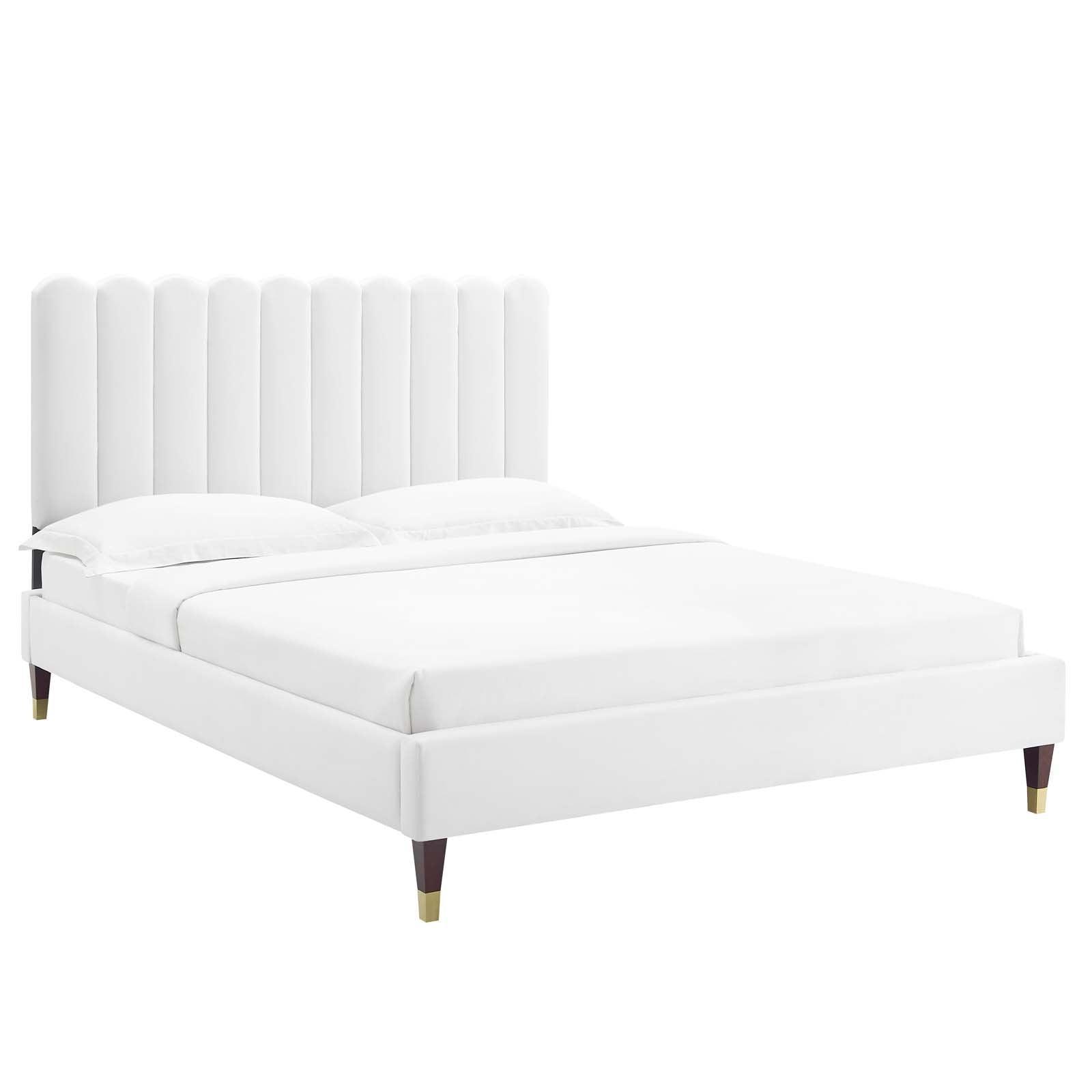 Reagan Full Performance Velvet Platform Bed, MOD-6892 FredCo