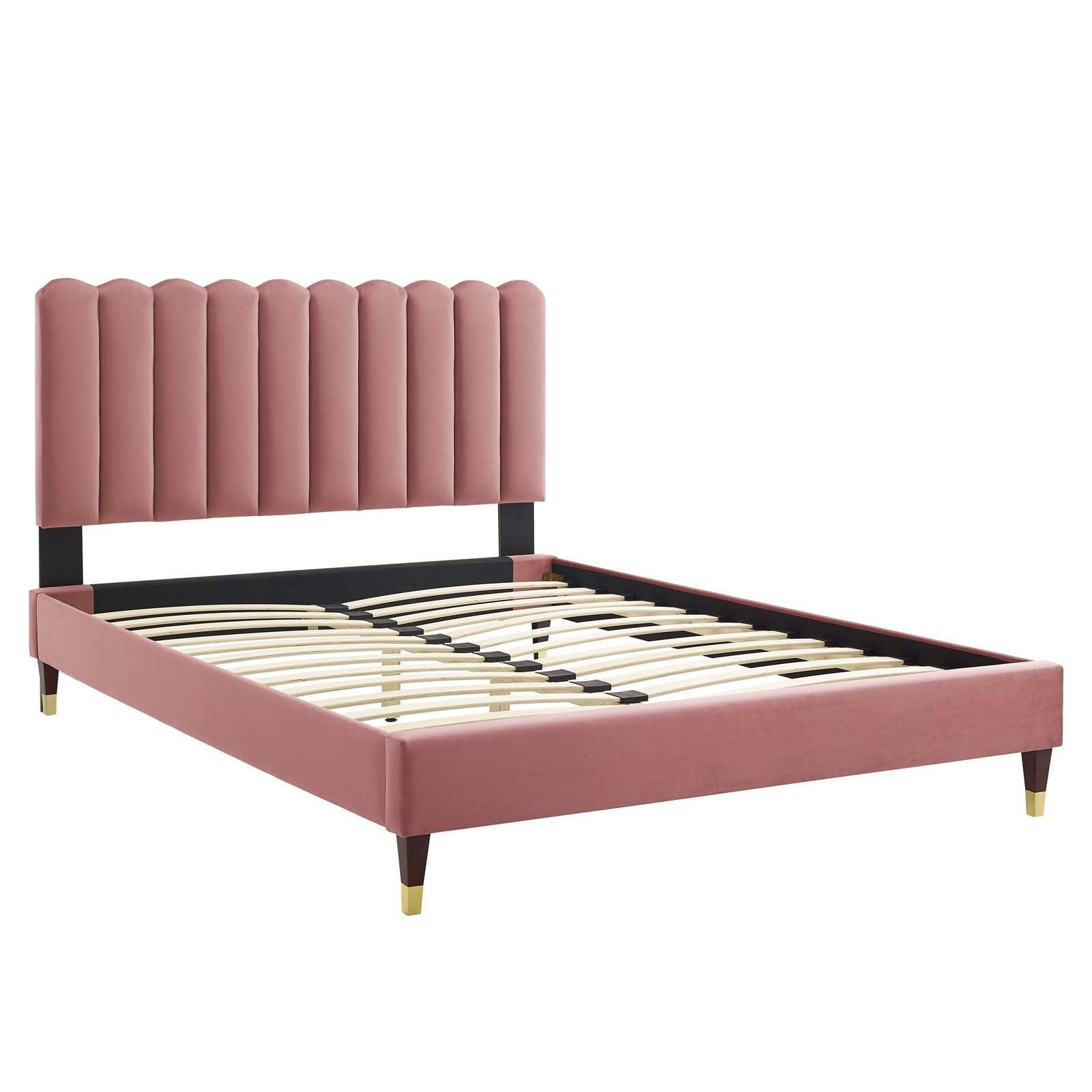 Reagan Full Performance Velvet Platform Bed, MOD-6892 FredCo