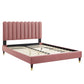 Reagan Full Performance Velvet Platform Bed, MOD-6892 FredCo