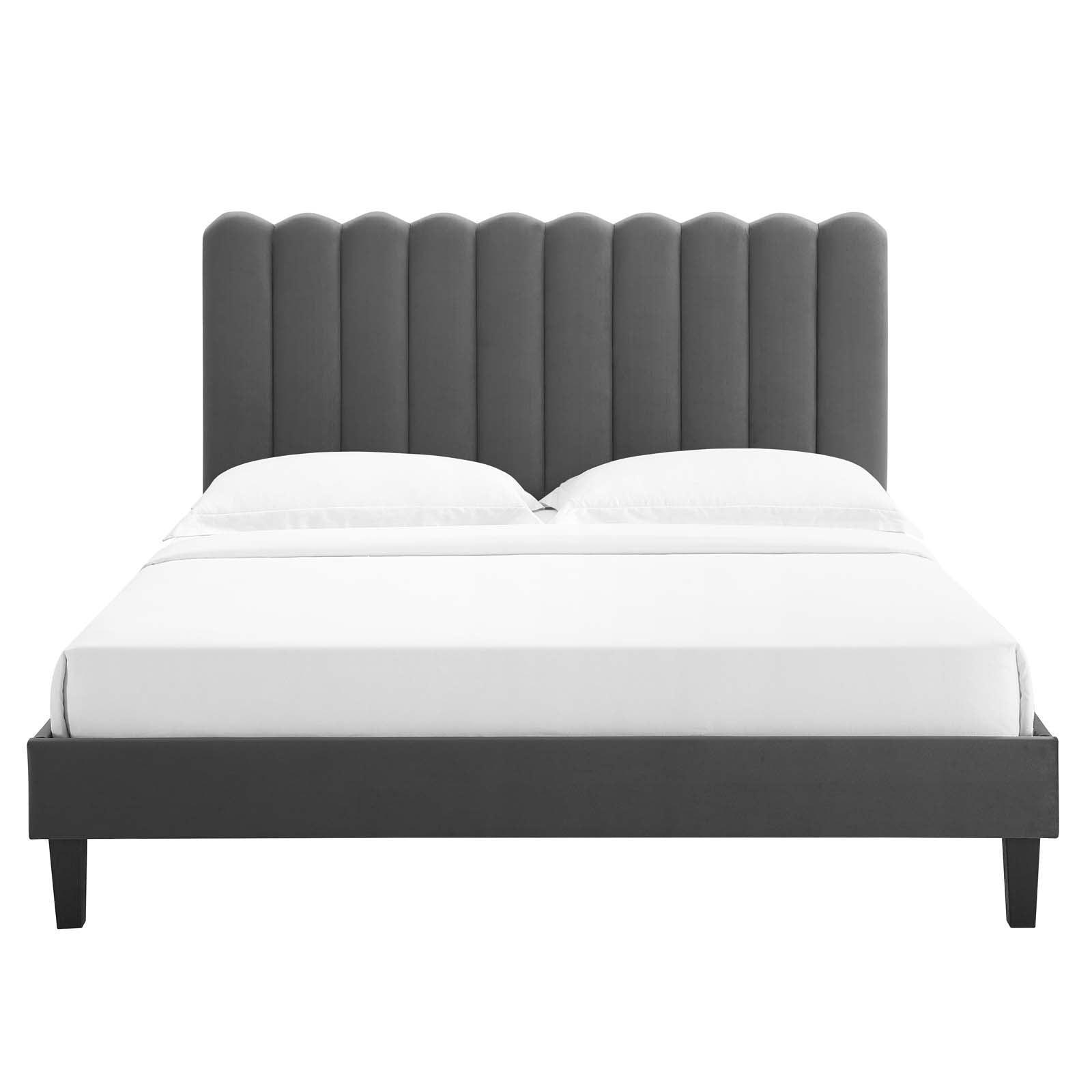 Reagan King Performance Velvet Platform Bed, MOD-7078 FredCo