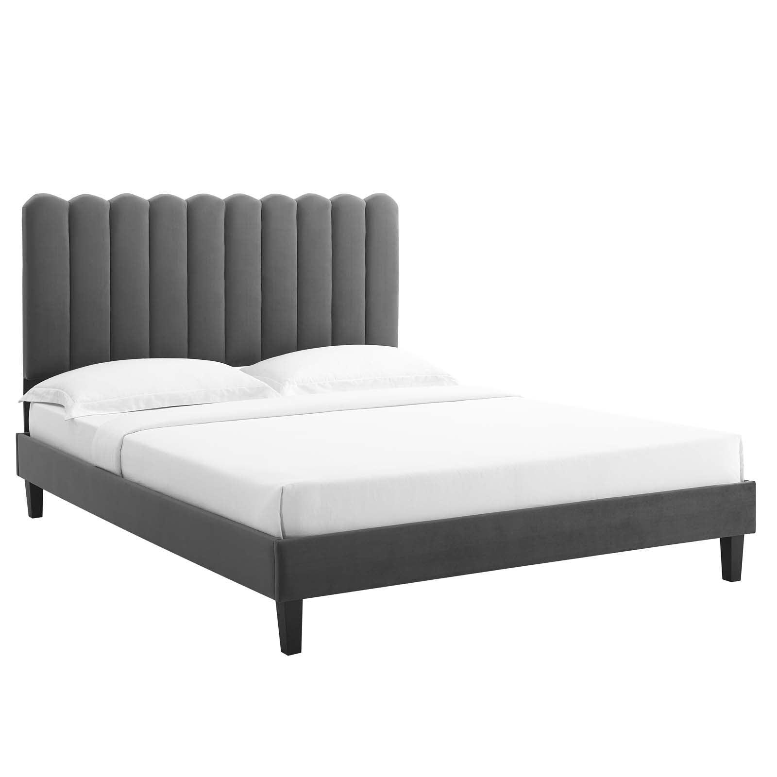 Reagan King Performance Velvet Platform Bed, MOD-7078 FredCo