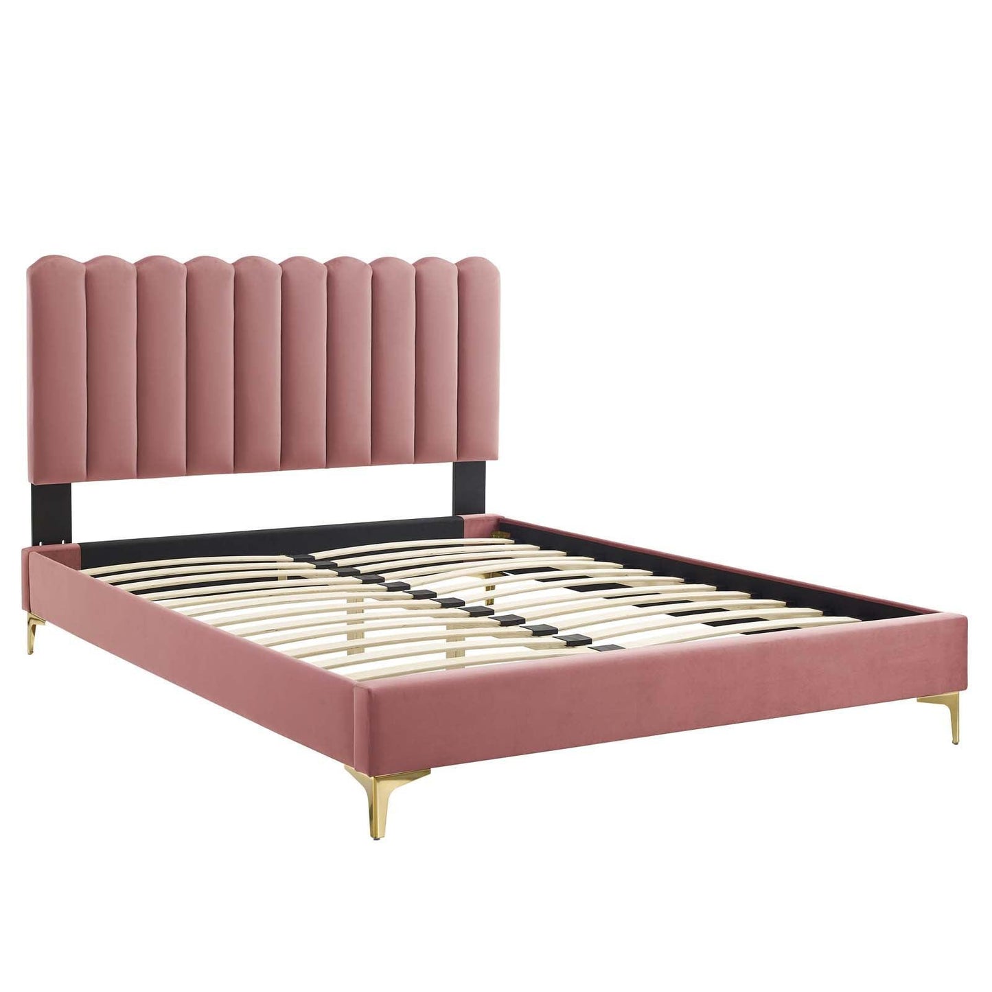 Reagan Queen Performance Velvet Platform Bed, MOD-6586 FredCo