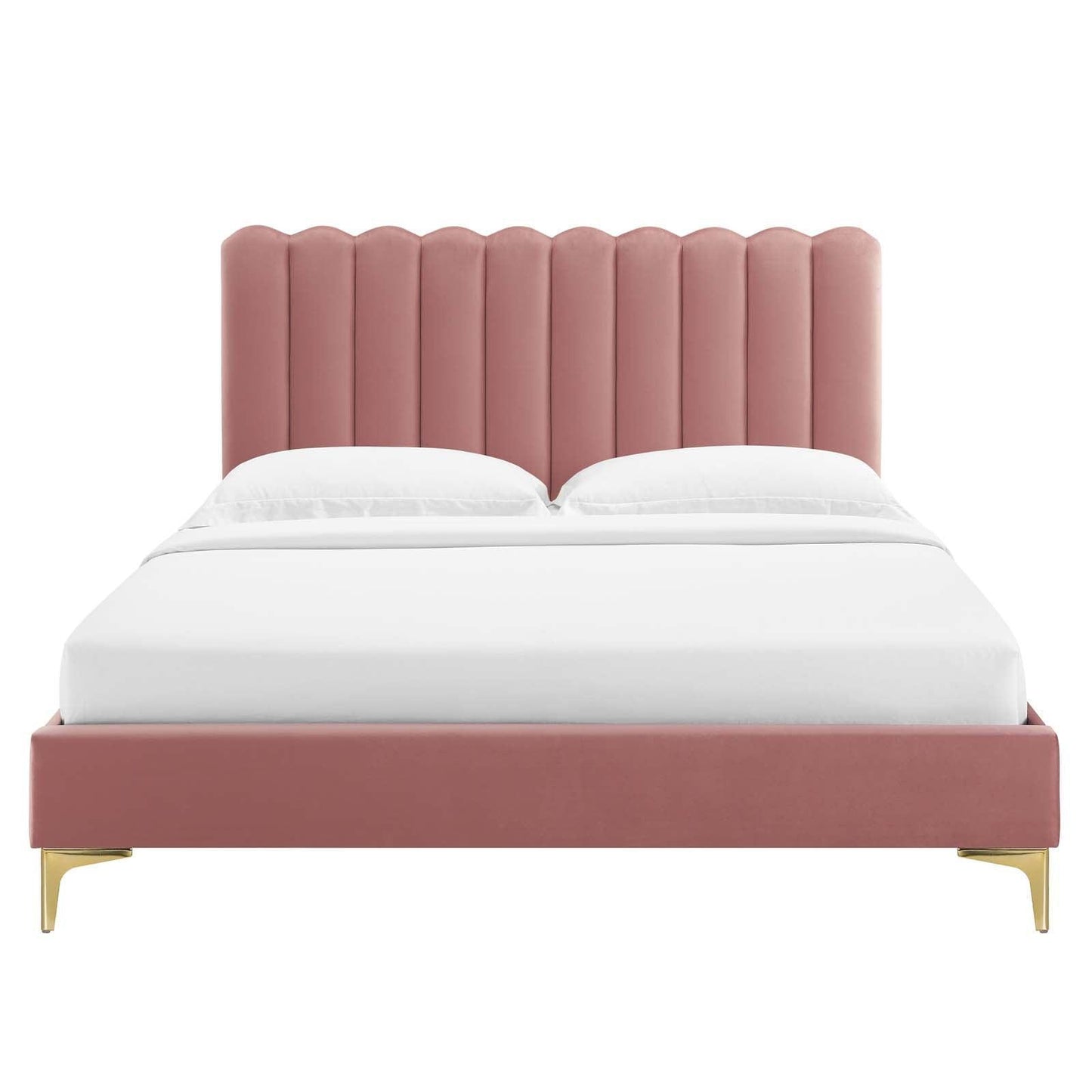 Reagan Queen Performance Velvet Platform Bed, MOD-6586 FredCo