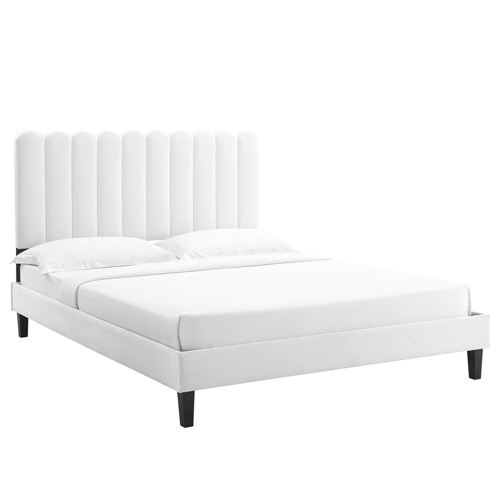 Reagan Queen Performance Velvet Platform Bed, MOD-6588 FredCo