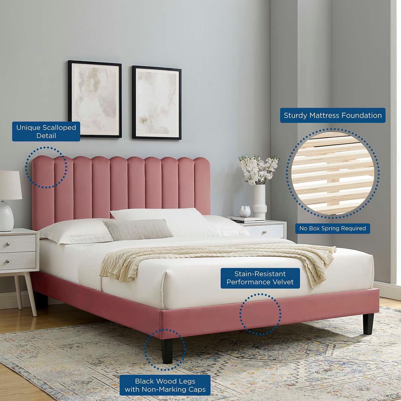 Reagan Queen Performance Velvet Platform Bed, MOD-6588 FredCo