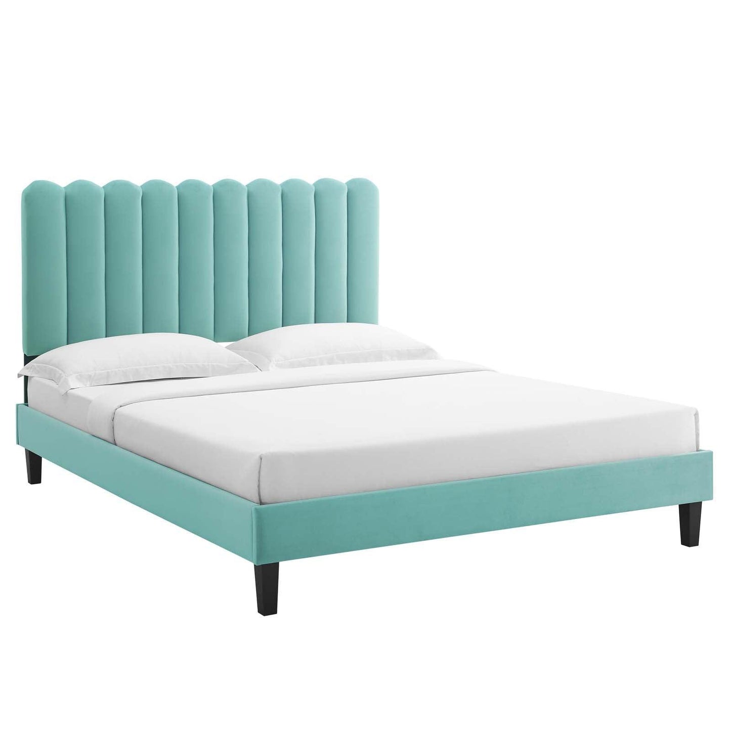 Reagan Queen Performance Velvet Platform Bed, MOD-6588 FredCo