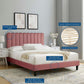 Reagan Queen Performance Velvet Platform Bed, MOD-6588 FredCo