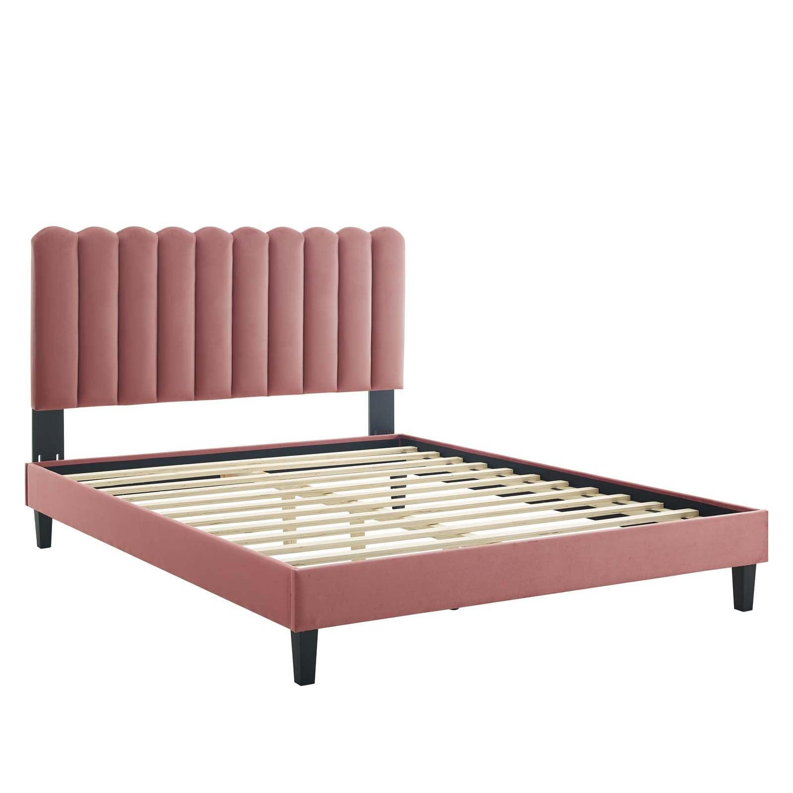 Reagan Queen Performance Velvet Platform Bed, MOD-6588 FredCo