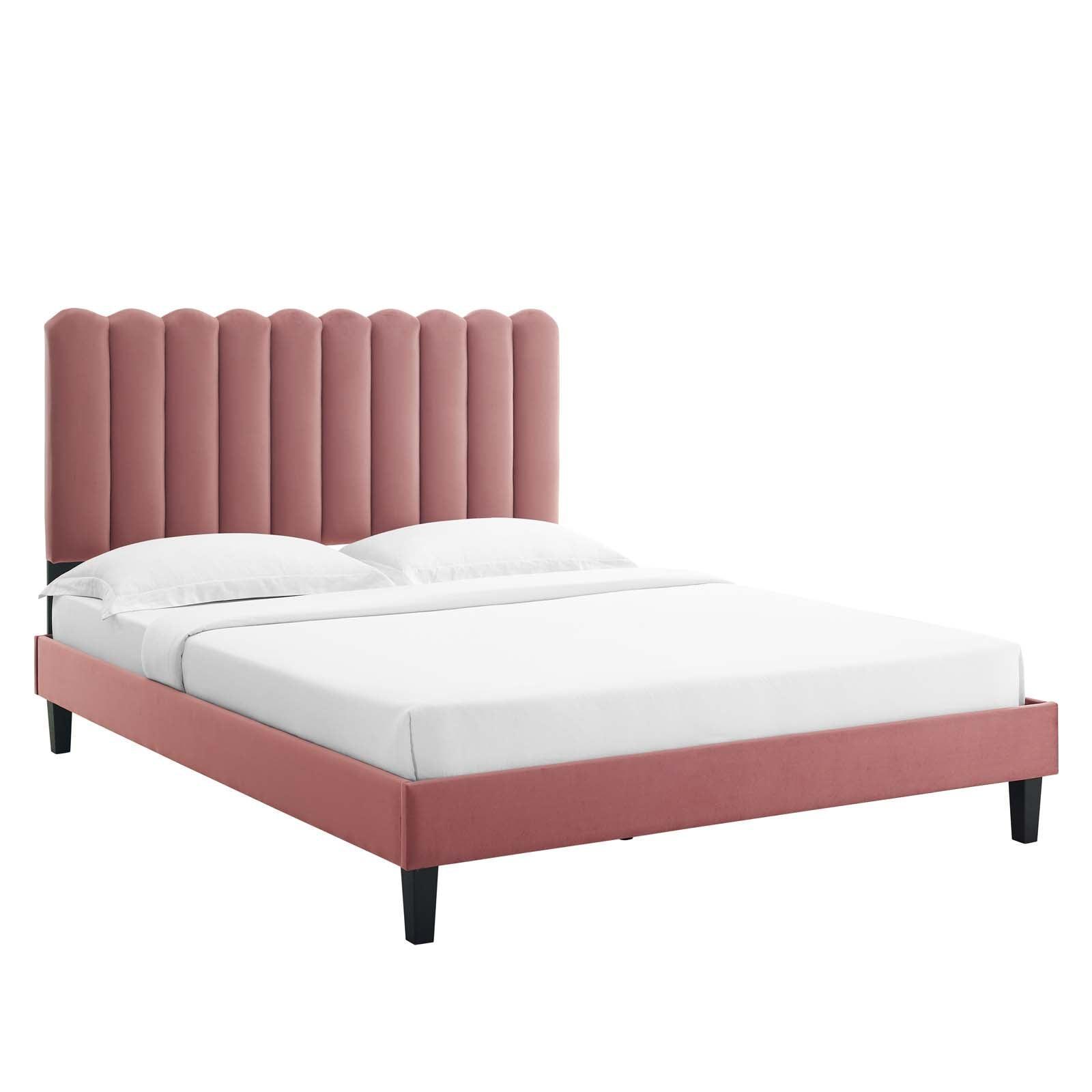 Reagan Queen Performance Velvet Platform Bed, MOD-6588 FredCo
