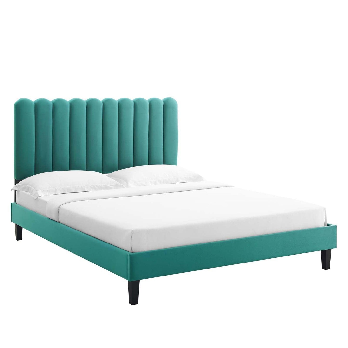 Reagan Queen Performance Velvet Platform Bed, MOD-6588 FredCo