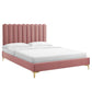 Reagan Twin Performance Velvet Platform Bed, MOD-6885 FredCo