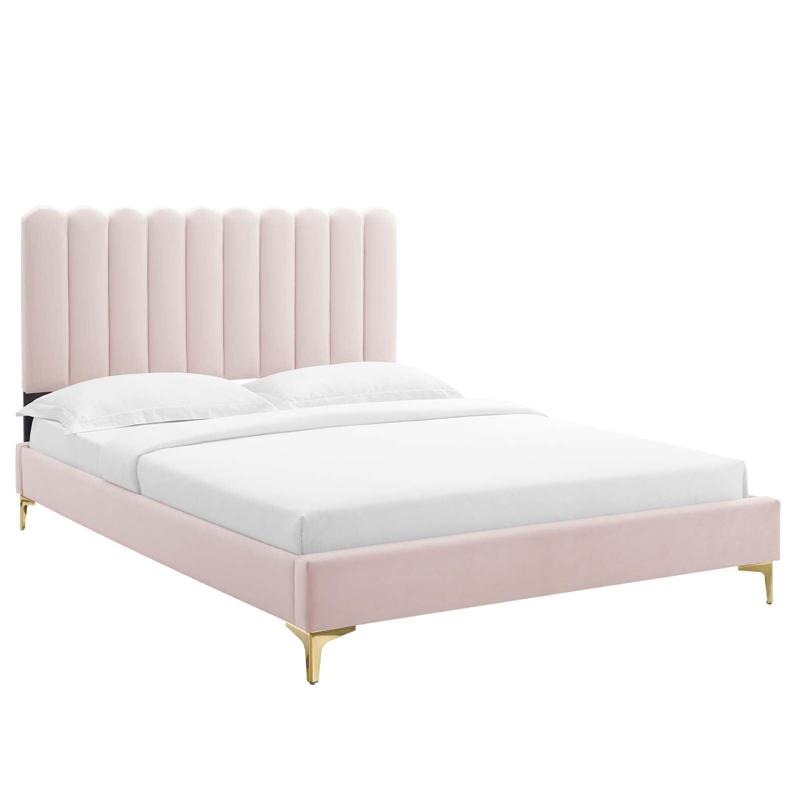 Reagan Twin Performance Velvet Platform Bed, MOD-6885 FredCo
