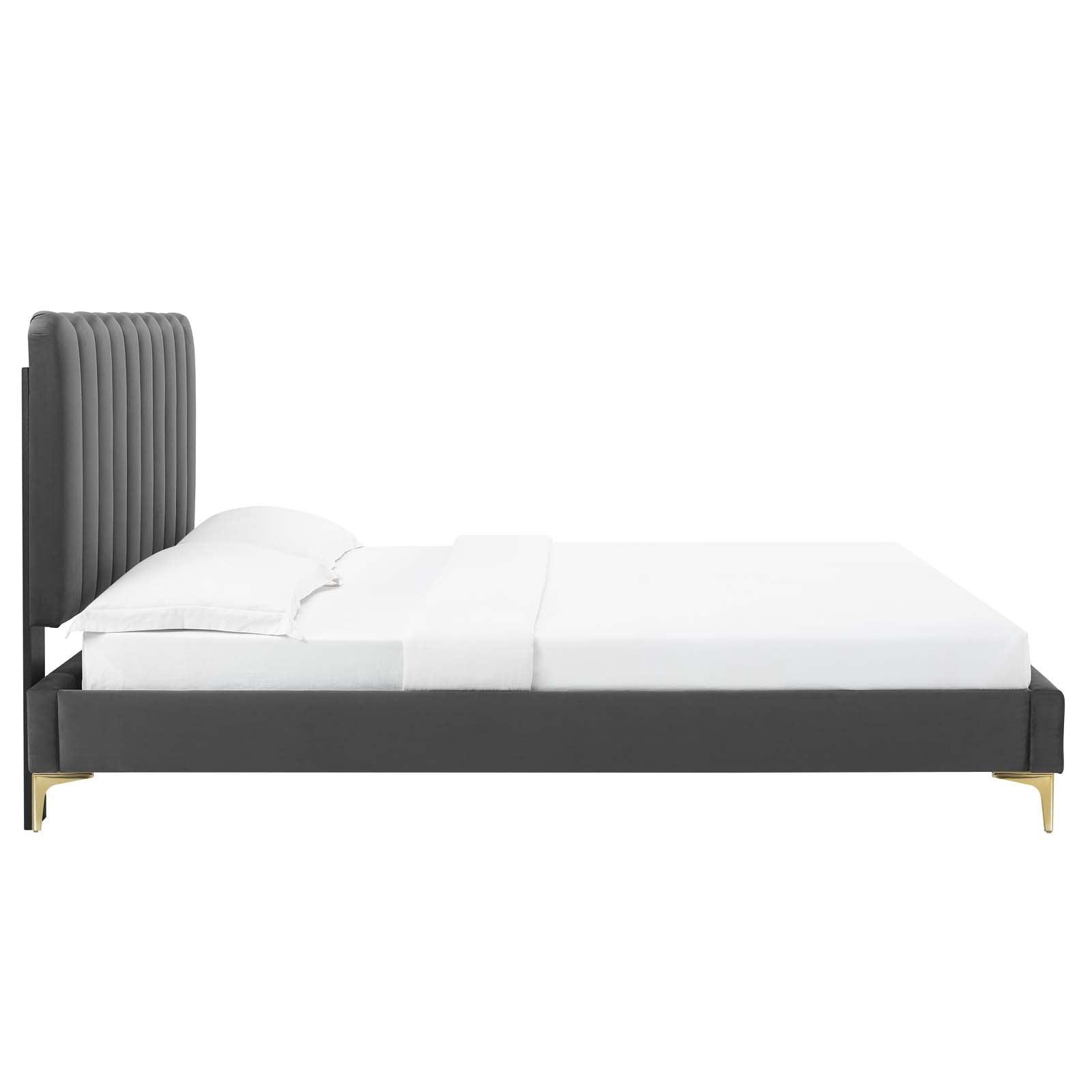 Reagan Twin Performance Velvet Platform Bed, MOD-6885 FredCo