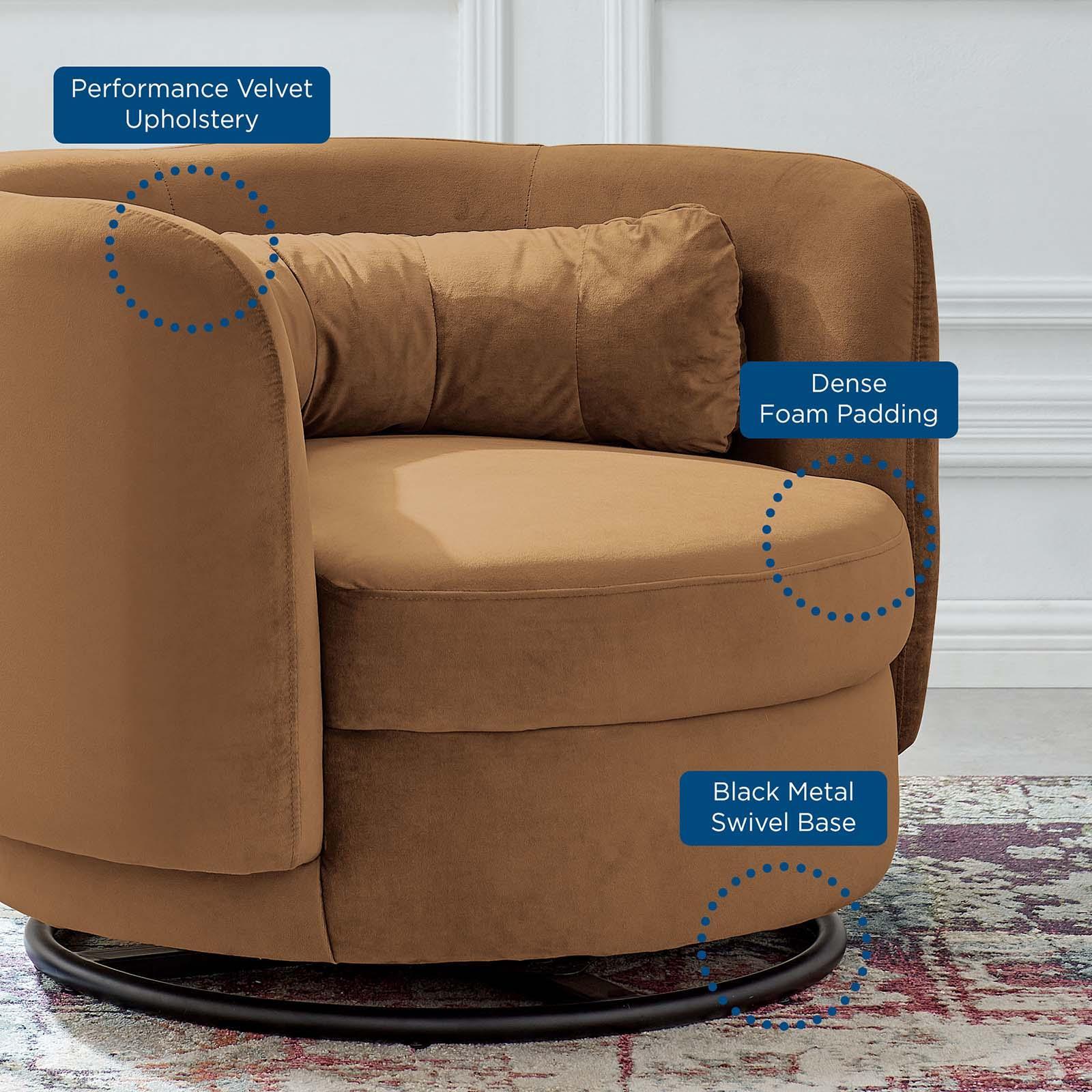 Relish Performance Velvet Swivel Chair, EEI-5001 FredCo