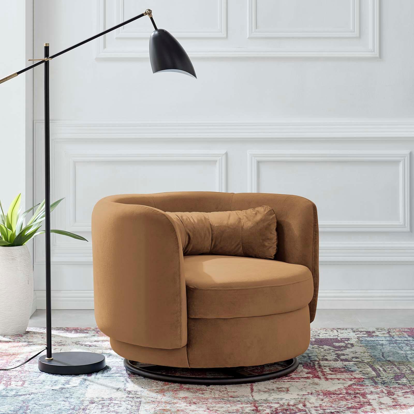 Relish Performance Velvet Swivel Chair, EEI-5001 FredCo