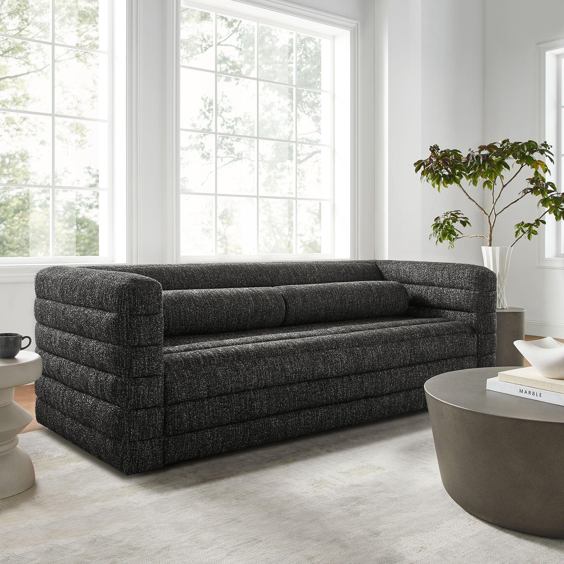 Relle Channel Tufted Boucle Upholstered Sofa by Modway EEI-7136 FredCo