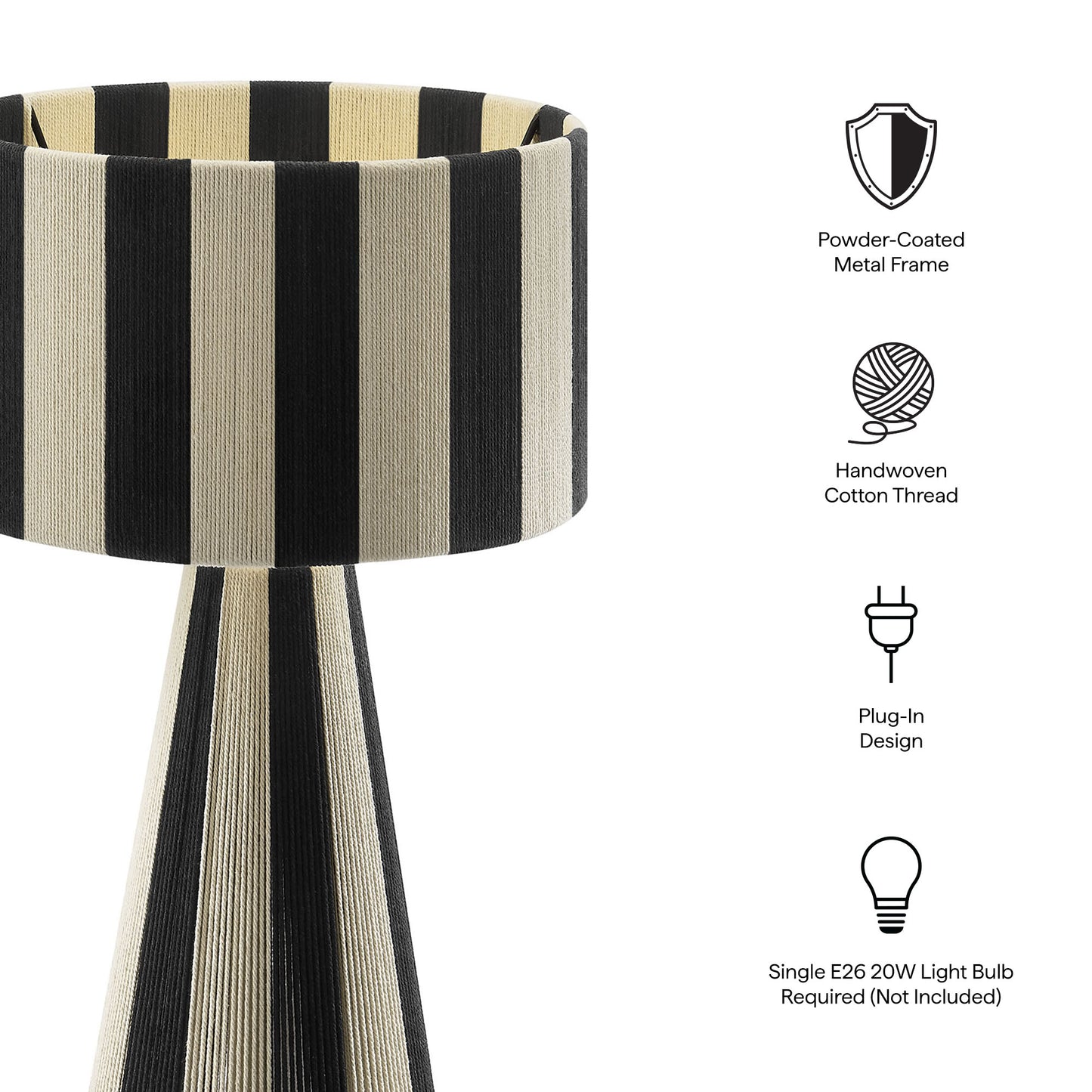 Renae Handwoven Cotton Thread Striped Table Lamp by Modway EEI-7261 FredCo