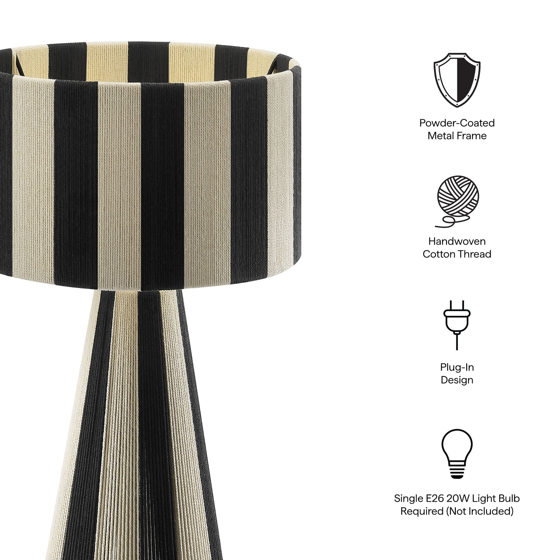 Renae Handwoven Cotton Thread Striped Table Lamp by Modway EEI-7261 FredCo