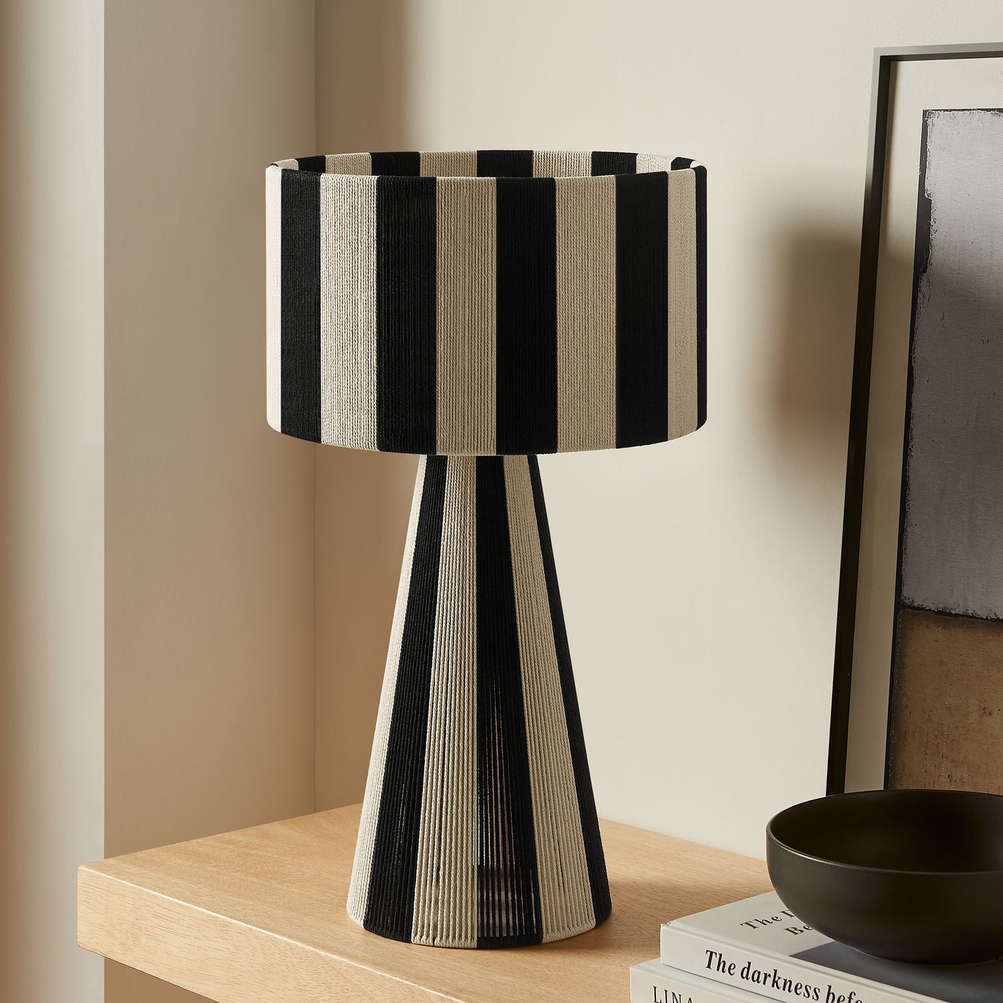 Renae Handwoven Cotton Thread Striped Table Lamp by Modway EEI-7261 FredCo