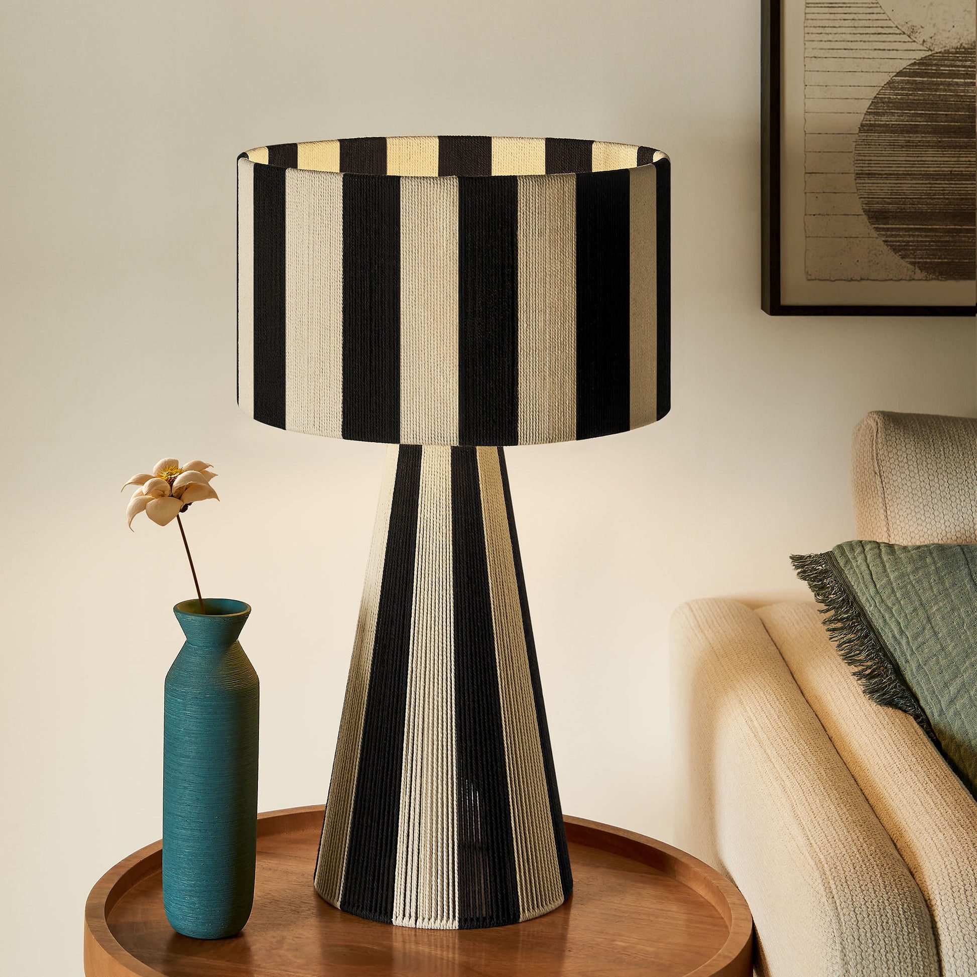 Renae Handwoven Cotton Thread Striped Table Lamp by Modway EEI-7261 FredCo