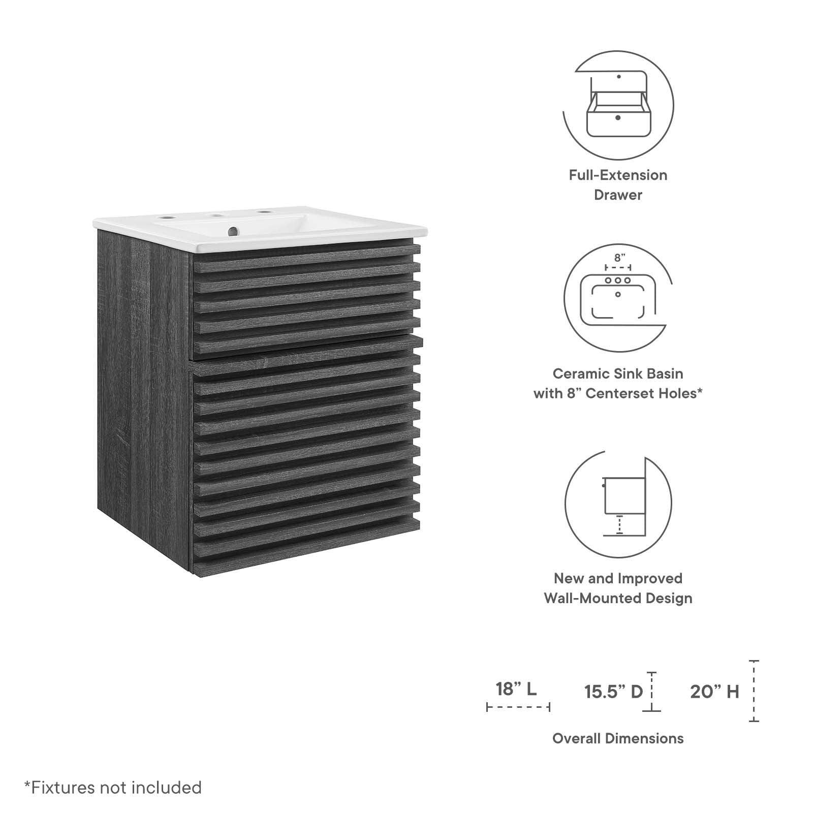 Render 18" Wall-Mount Bathroom Vanity, EEI-5419 FredCo