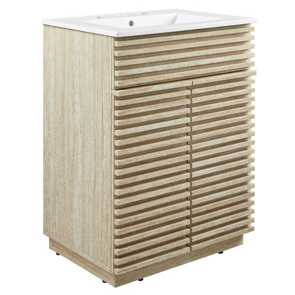 Render 24" Faux Travertine Bathroom Vanity With Sink by Modway FredCo