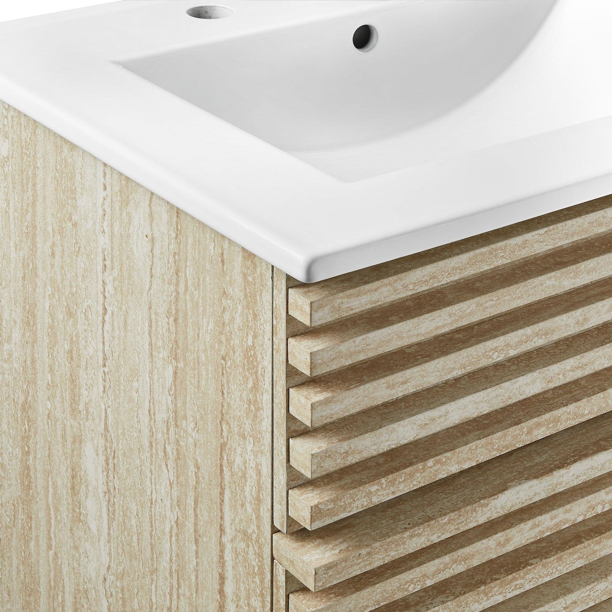 Render 24" Faux Travertine Bathroom Vanity With Sink by Modway FredCo