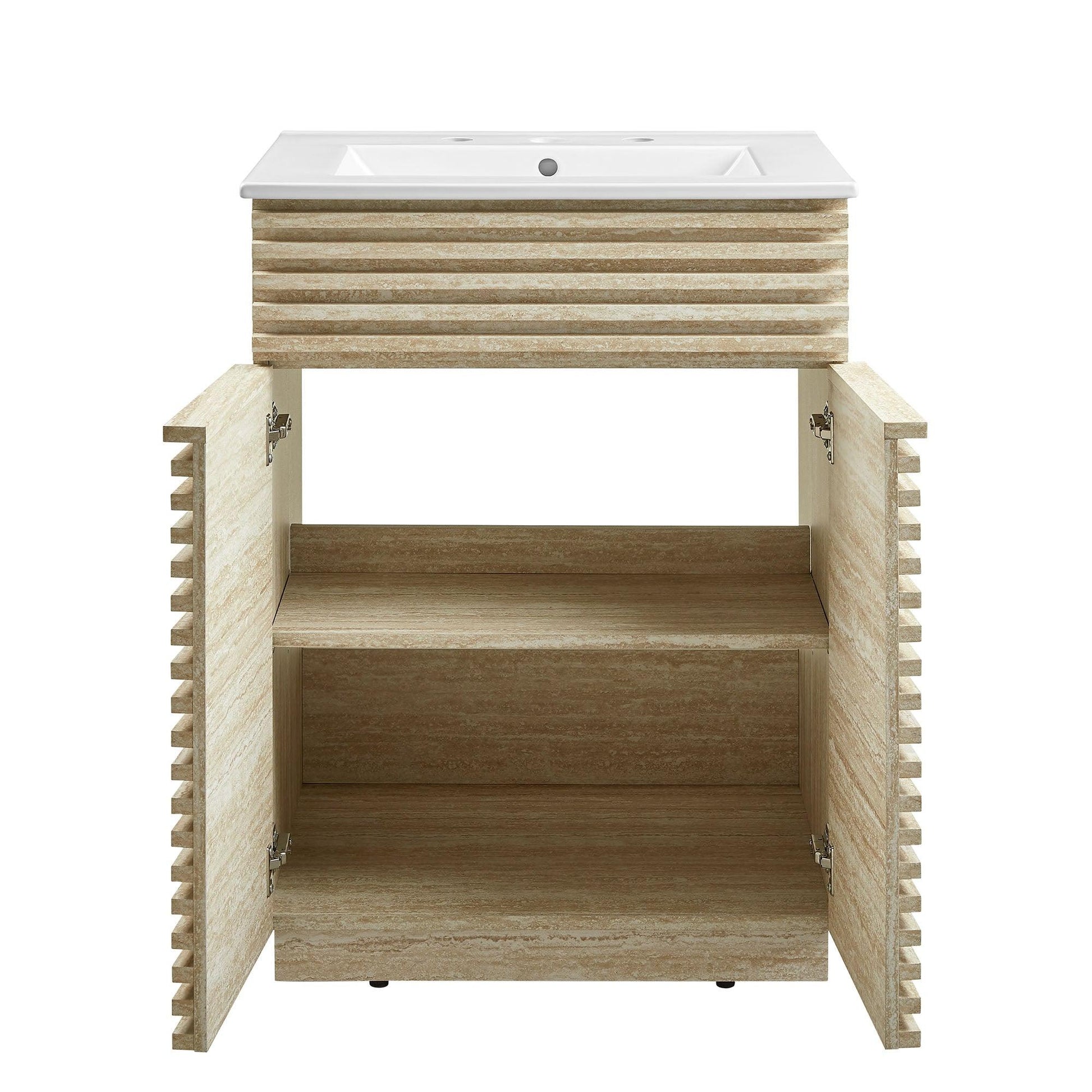 Render 24" Faux Travertine Bathroom Vanity With Sink by Modway FredCo