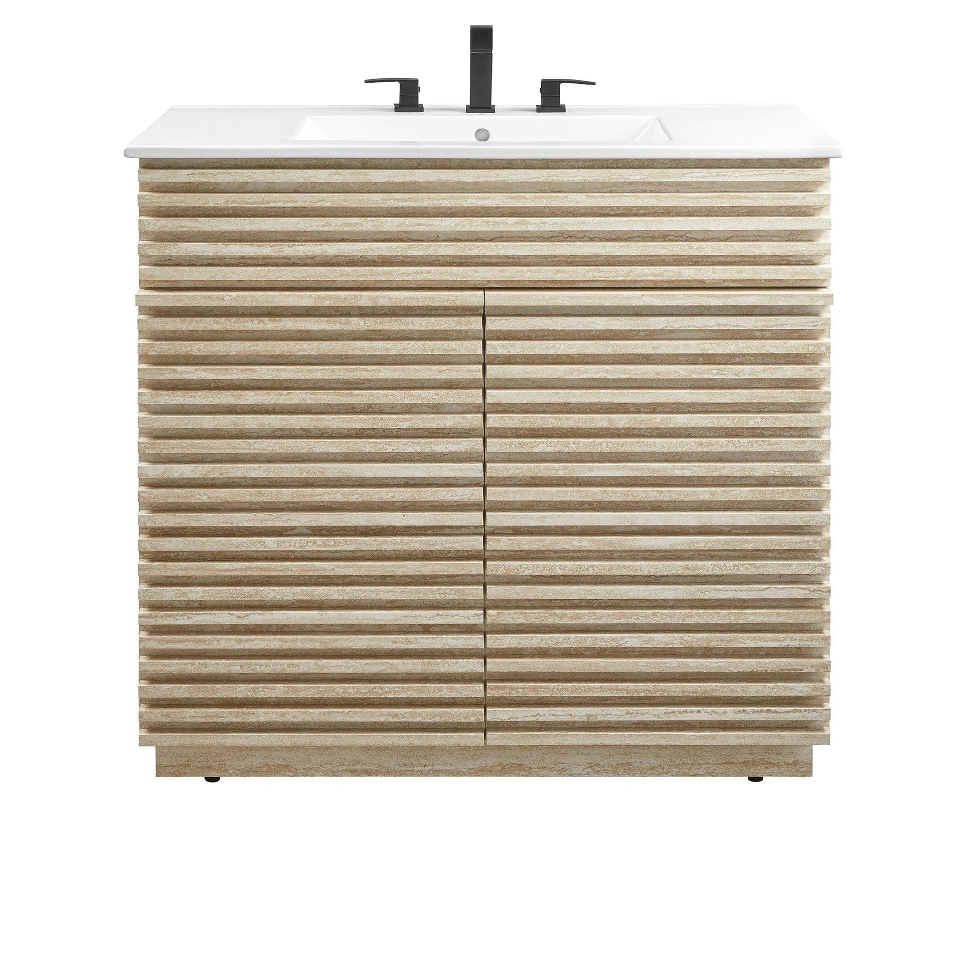 Render 36" Faux Travertine Bathroom Vanity With Sink by Modway FredCo