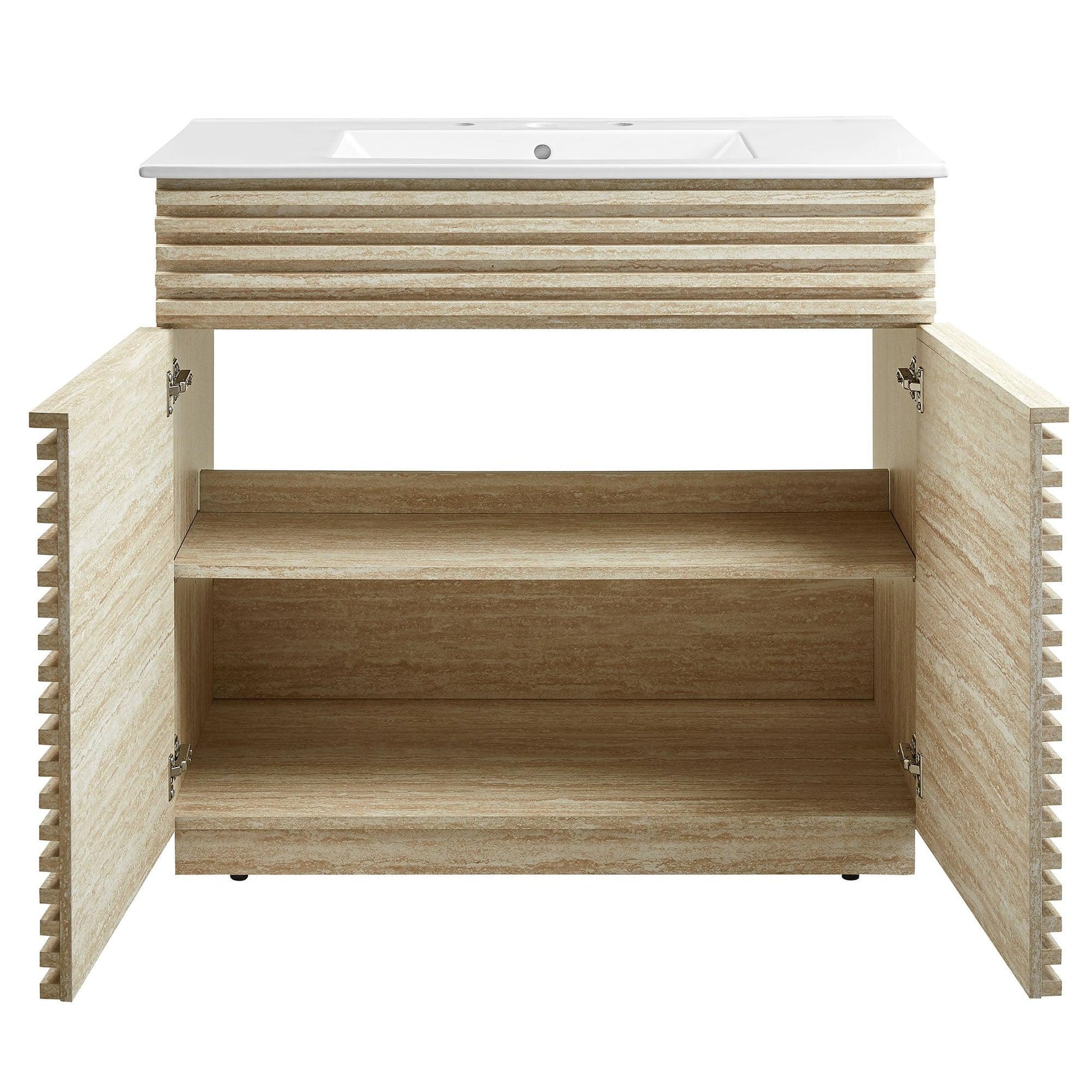 Render 36" Faux Travertine Bathroom Vanity With Sink by Modway FredCo