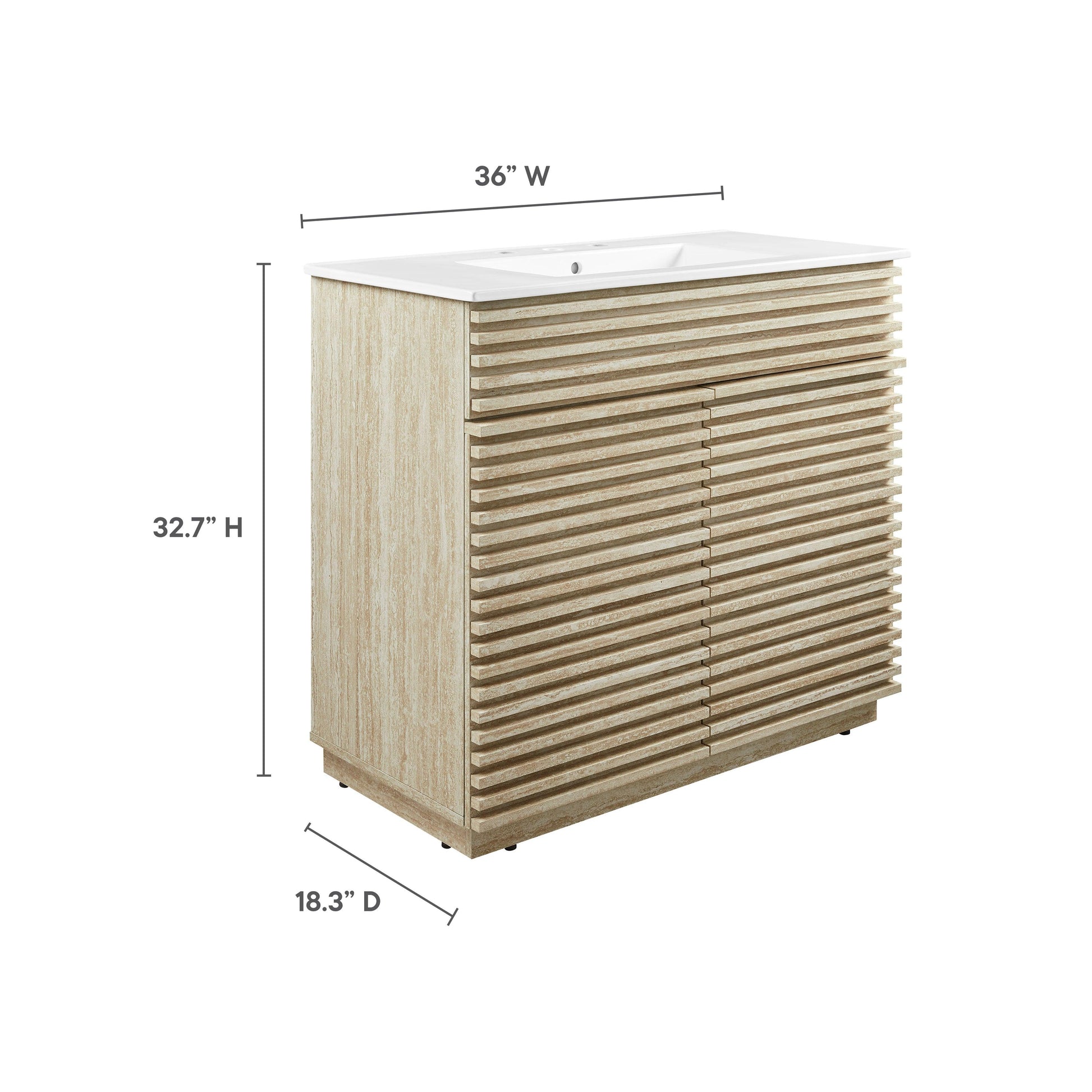 Render 36" Faux Travertine Bathroom Vanity With Sink by Modway FredCo
