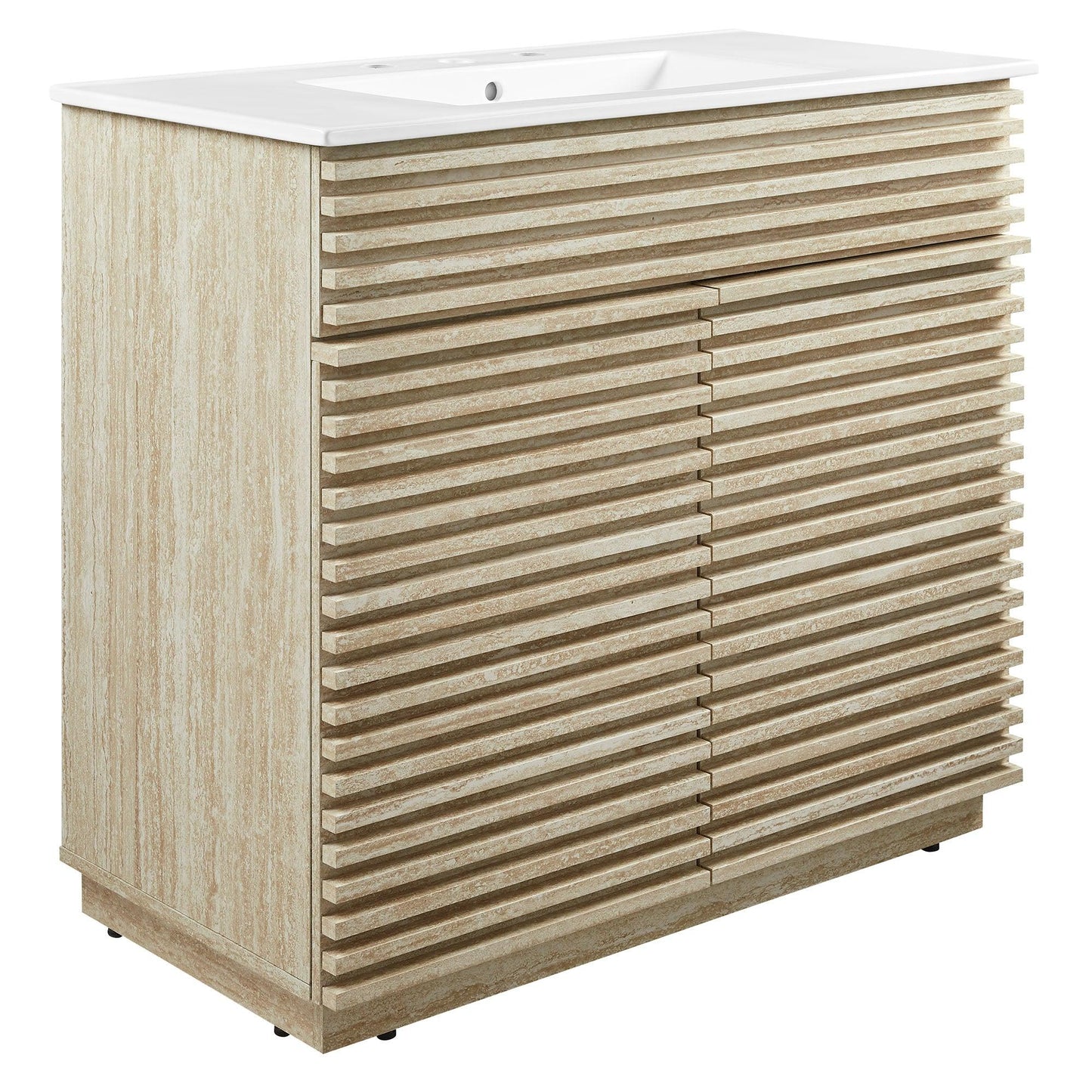 Render 36" Faux Travertine Bathroom Vanity With Sink by Modway FredCo