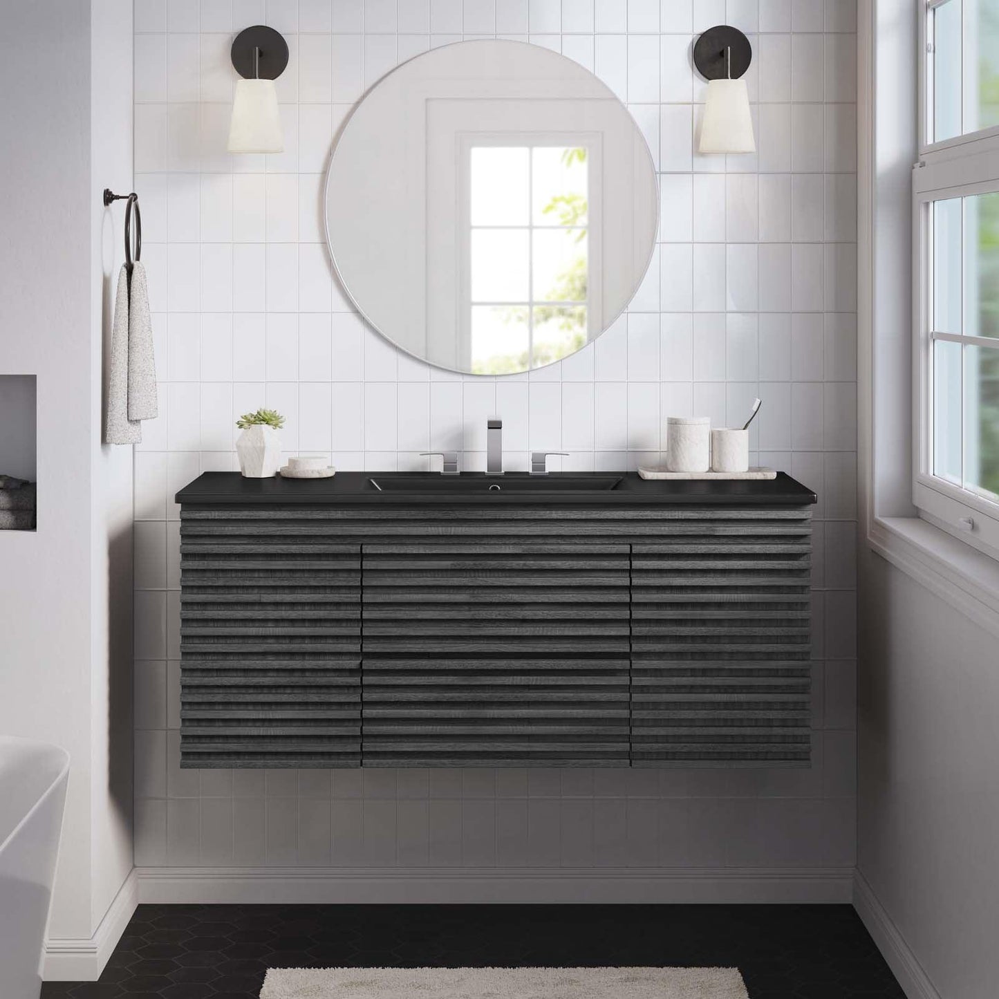 Render 48" Wall-Mount Bathroom Vanity, EEI-5801 FredCo