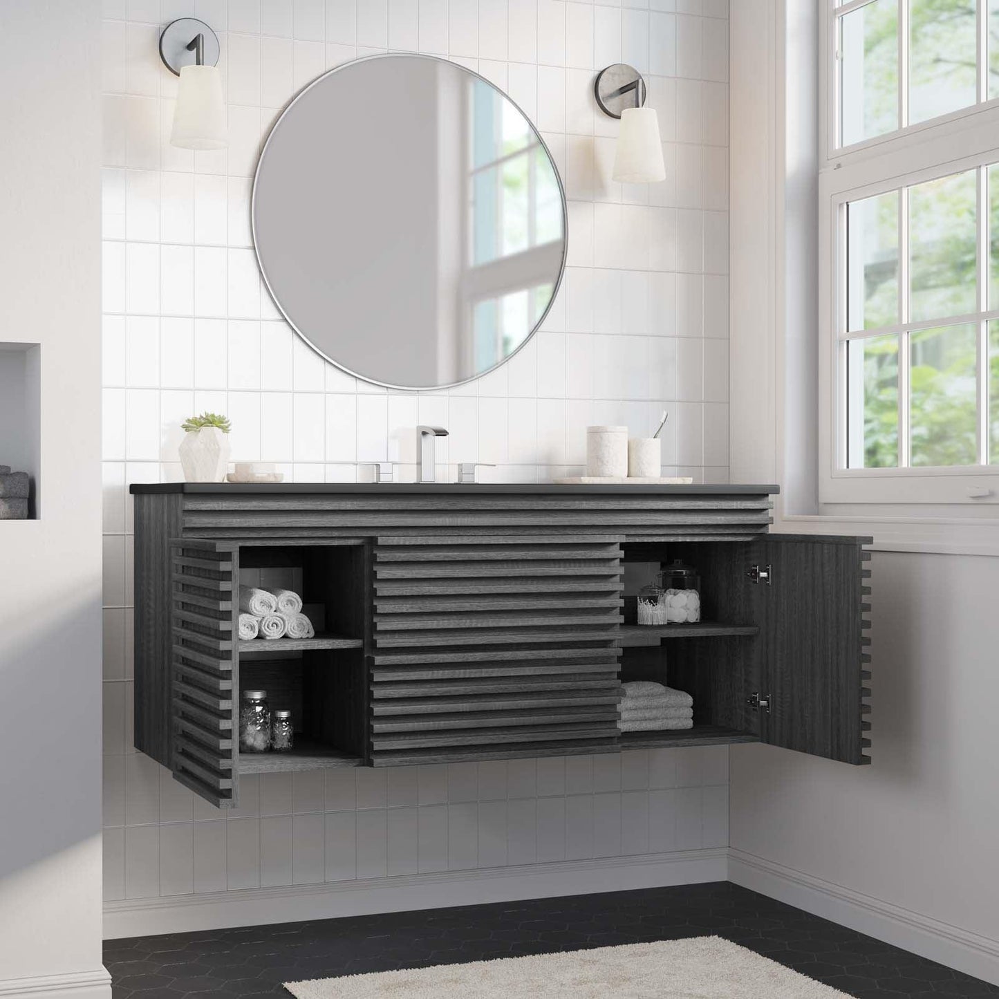 Render 48" Wall-Mount Bathroom Vanity, EEI-5801 FredCo