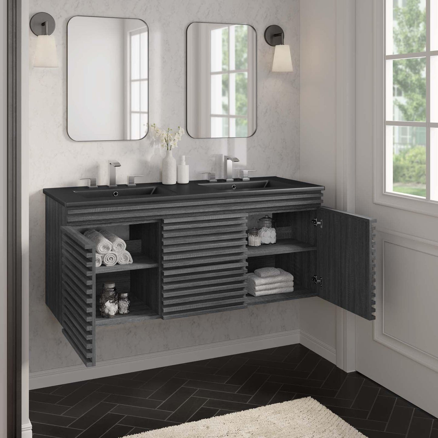 Render 48" Wall-Mount Bathroom Vanity, EEI-5802 FredCo