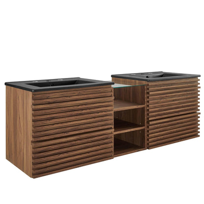 Render 62" Wall-Mount Double Sink Bathroom Vanity by Modway FredCo