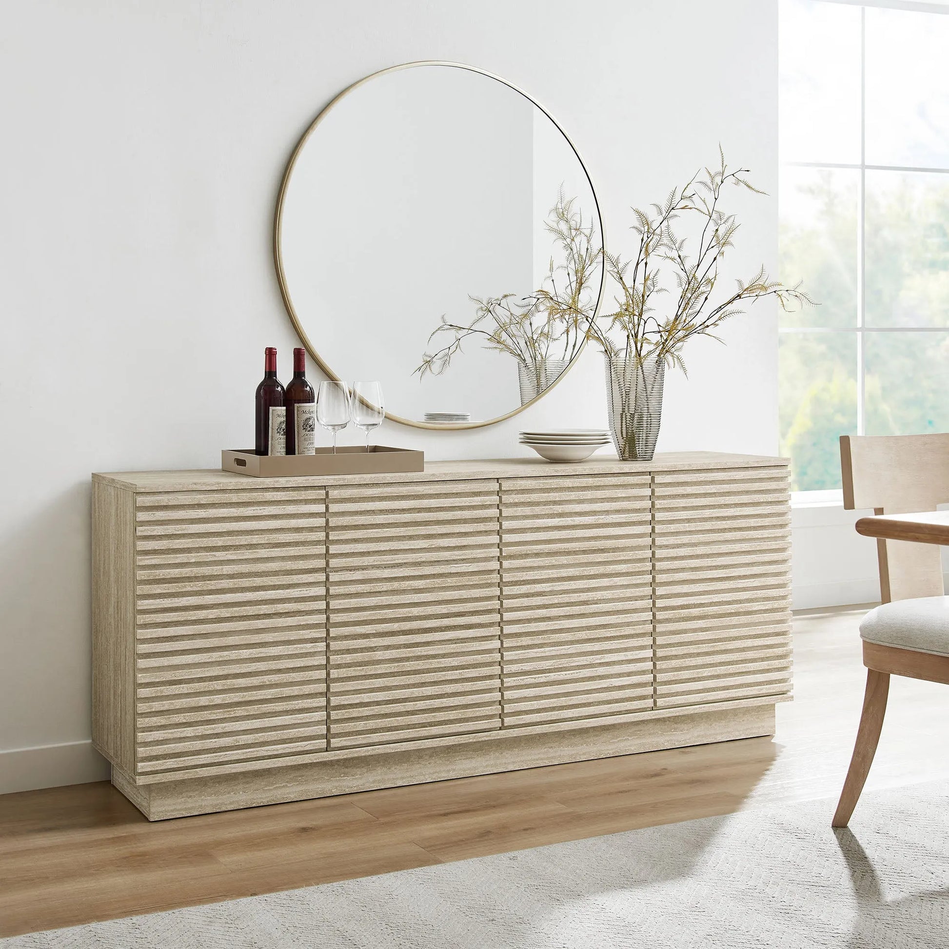 Render 70" Faux Travertine Sideboard Cabinet TV Stand by Modway EEI-6966 FredCo