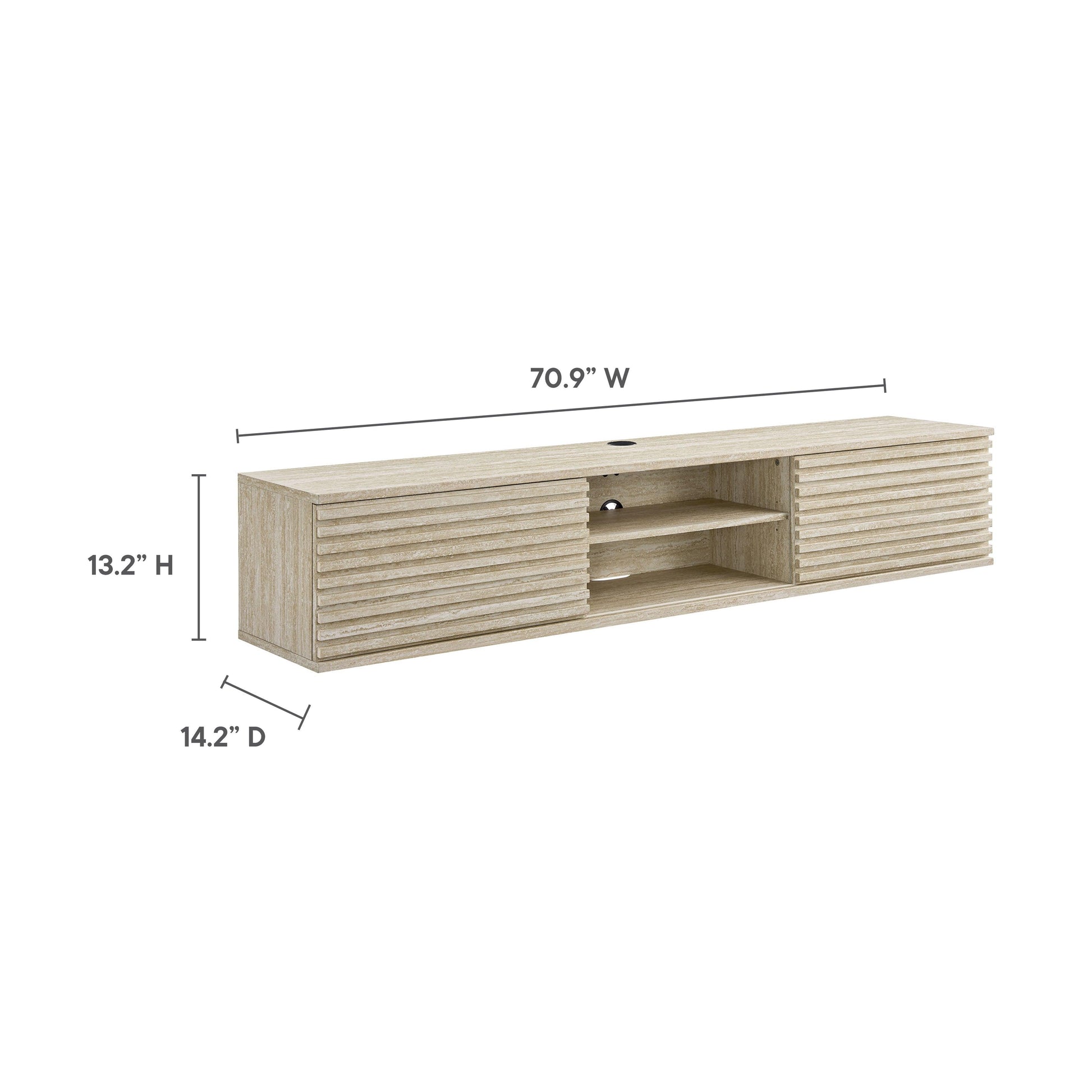 Render 70" Faux Travertine Wall-Mount Media Console TV Stand by Modway FredCo